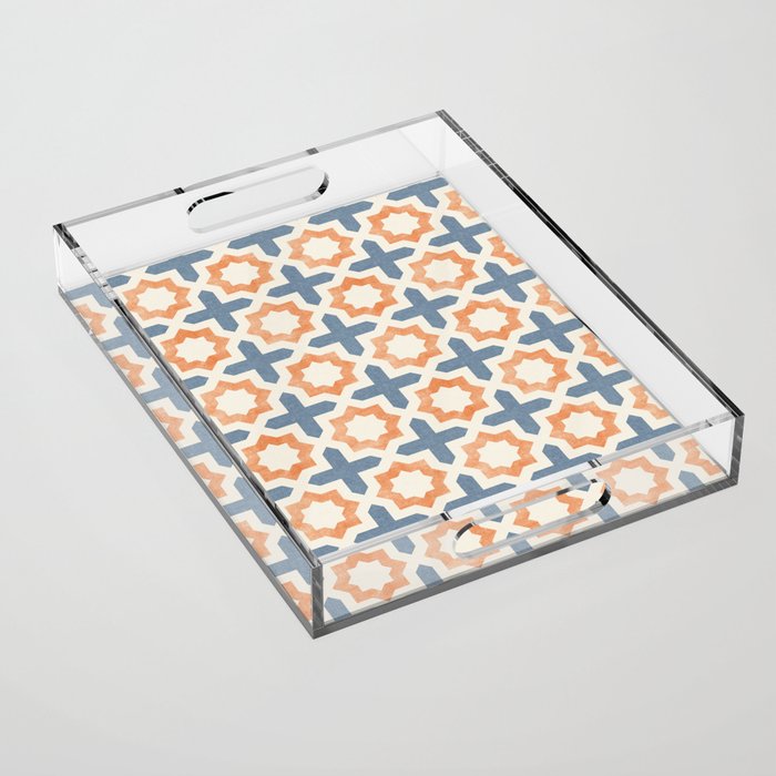 River Stars - Tangerine And Blue Acrylic Tray