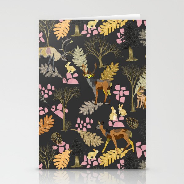Colorful Forest Animals F Stationery Card