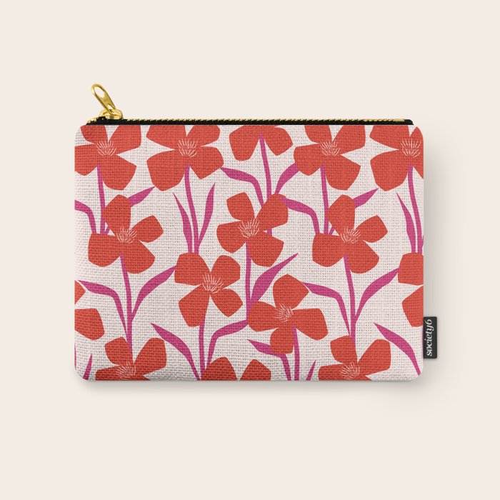 Red And Pink Floral Pattern Carry All Pouch