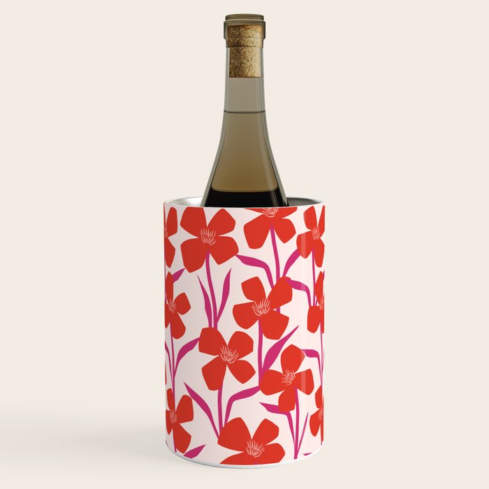 Red And Pink Floral Pattern Wine Chiller