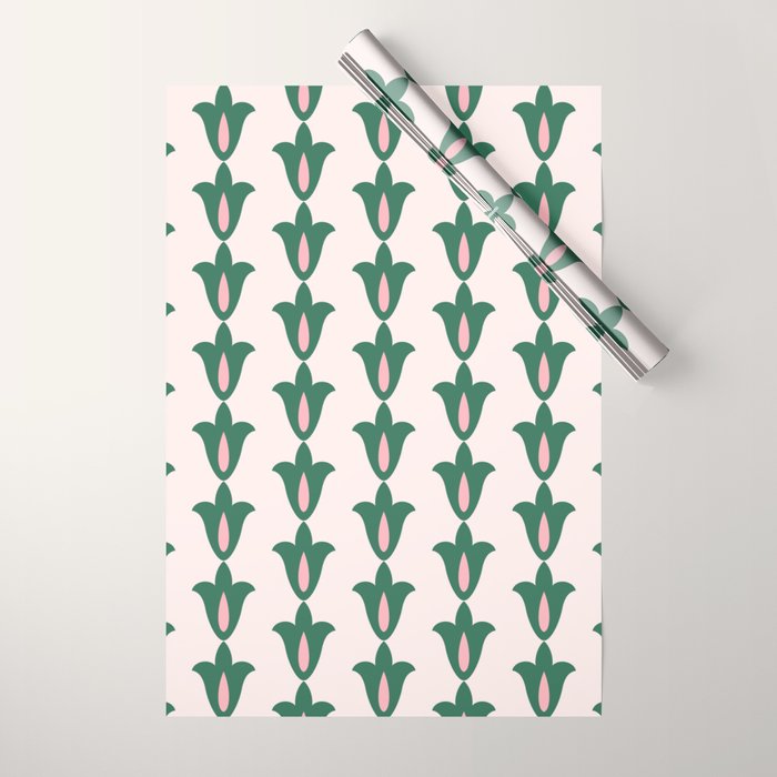 Retro Green Floral Pattern Wrapping Paper