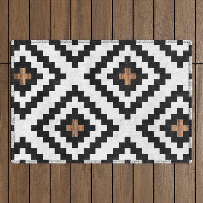 Urban Tribal Pattern No.16 - Aztec - Concrete And Wood Outdoor Rug