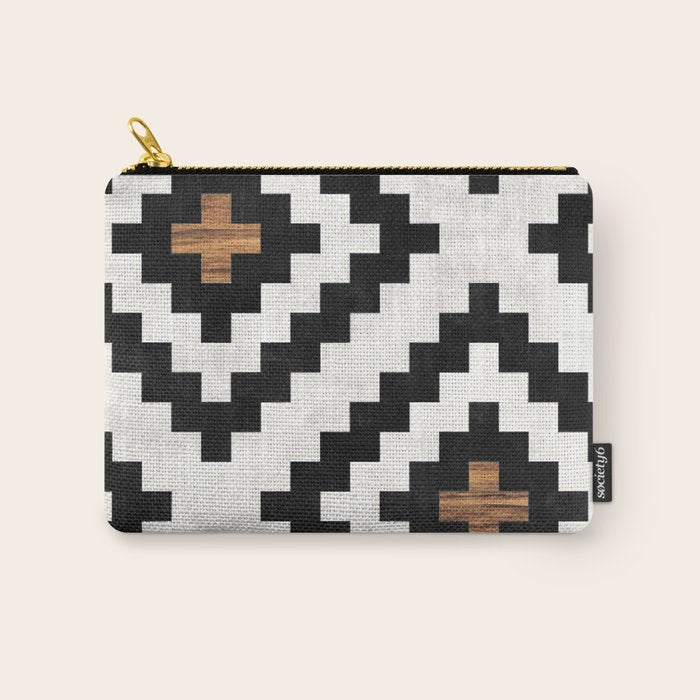 Urban Tribal Pattern No.16 - Aztec - Concrete And Wood Carry All Pouch