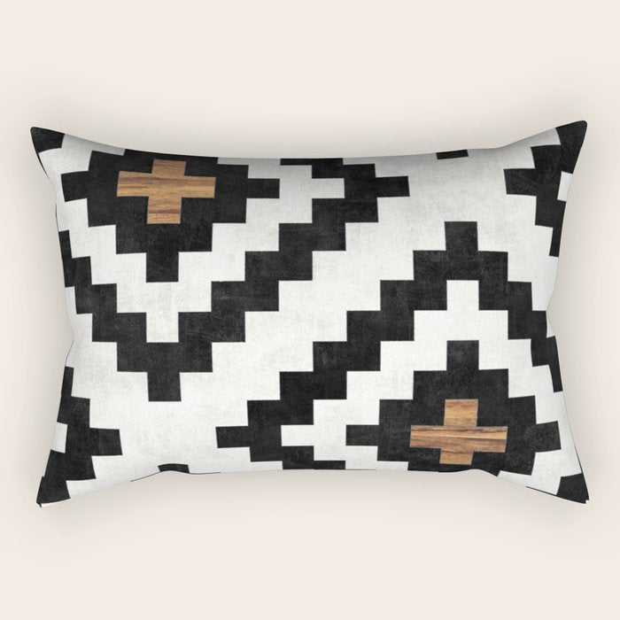Urban Tribal Pattern No.16 - Aztec - Concrete And Wood Rectangular Pillow