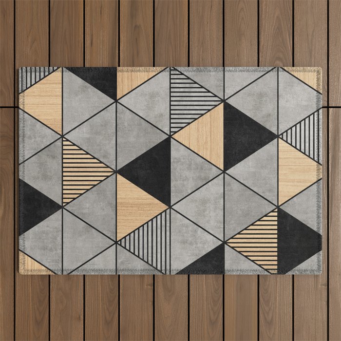 Concrete And Wood Triangles 2 Outdoor Rug
