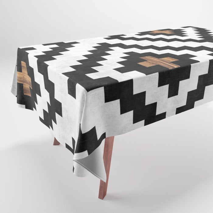 Urban Tribal Pattern No.16 - Aztec - Concrete And Wood Tablecloth