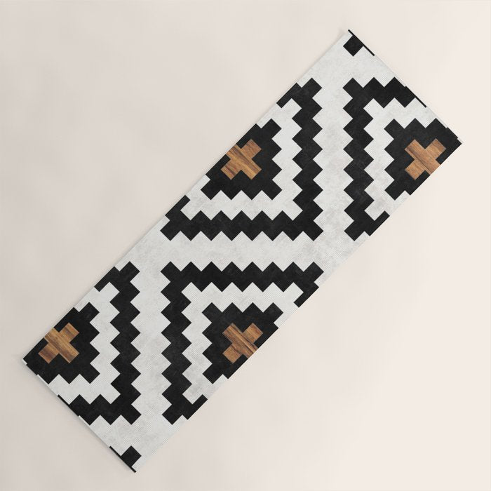 Urban Tribal Pattern No.16 - Aztec - Concrete And Wood Yoga Mat