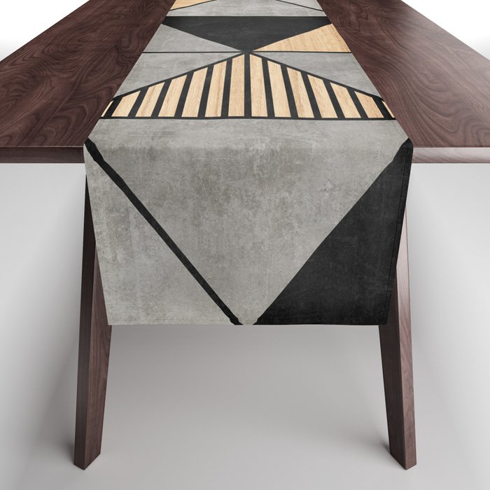 Concrete And Wood Triangles 2 Table Runner