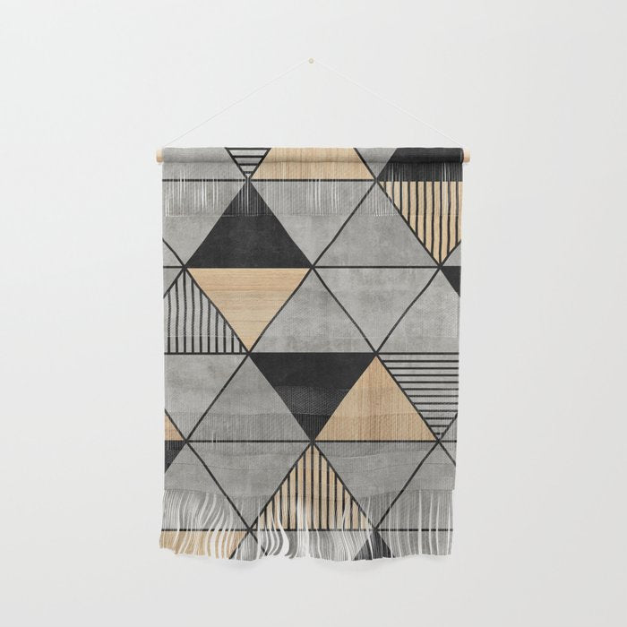 Concrete And Wood Triangles 2 Wall Hanging