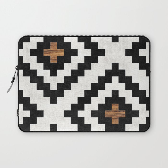 Urban Tribal Pattern No.16 - Aztec - Concrete And Wood Laptop Sleeve