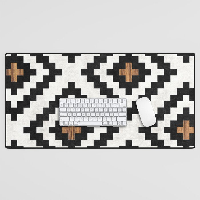 Urban Tribal Pattern No.16 - Aztec - Concrete And Wood Desk Mat