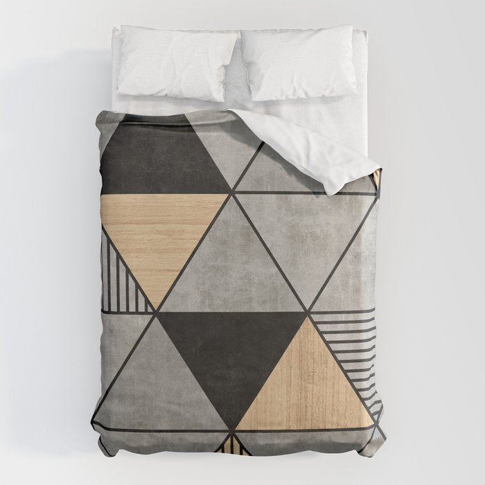 Concrete And Wood Triangles 2 Duvet Cover