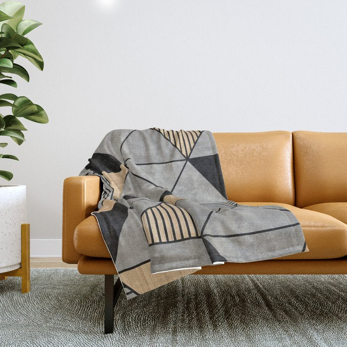 Concrete And Wood Triangles 2 Throw Blanket
