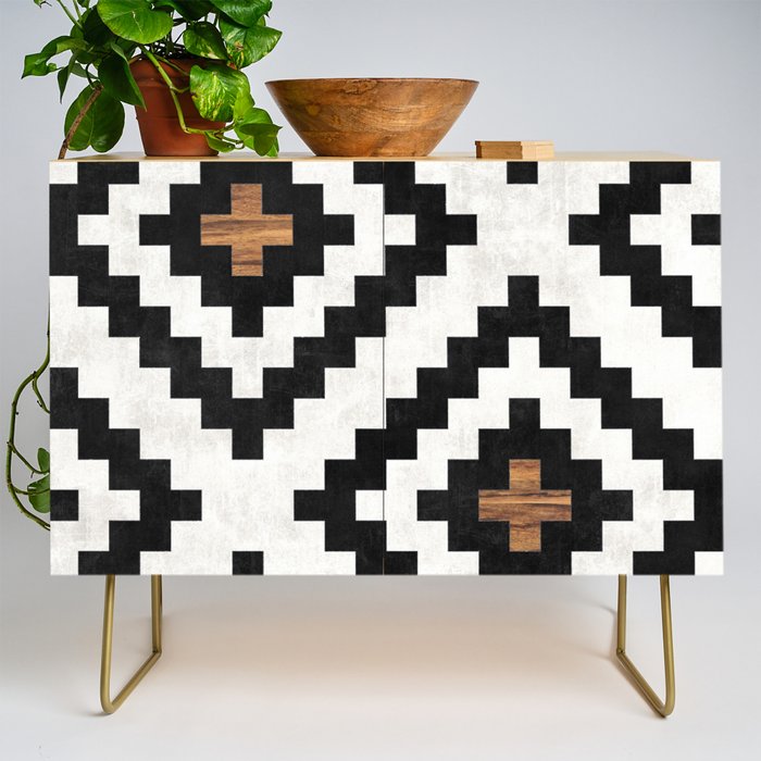 Urban Tribal Pattern No.16 - Aztec - Concrete And Wood Credenza