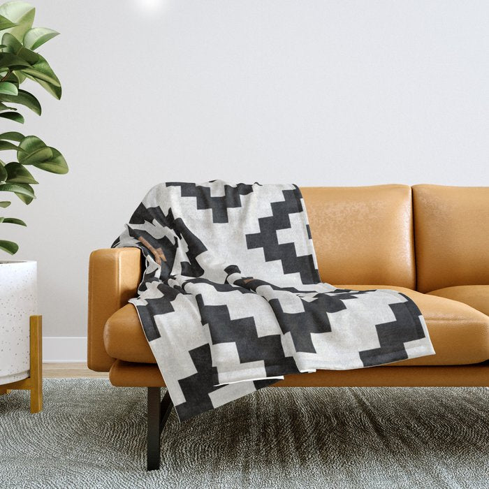 Urban Tribal Pattern No.16 - Aztec - Concrete And Wood Throw Blanket