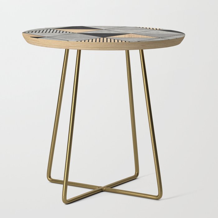Concrete And Wood Triangles 2 Side Table