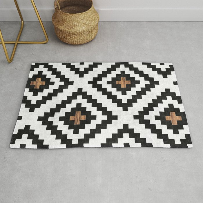 Urban Tribal Pattern No.16 - Aztec - Concrete And Wood Rug