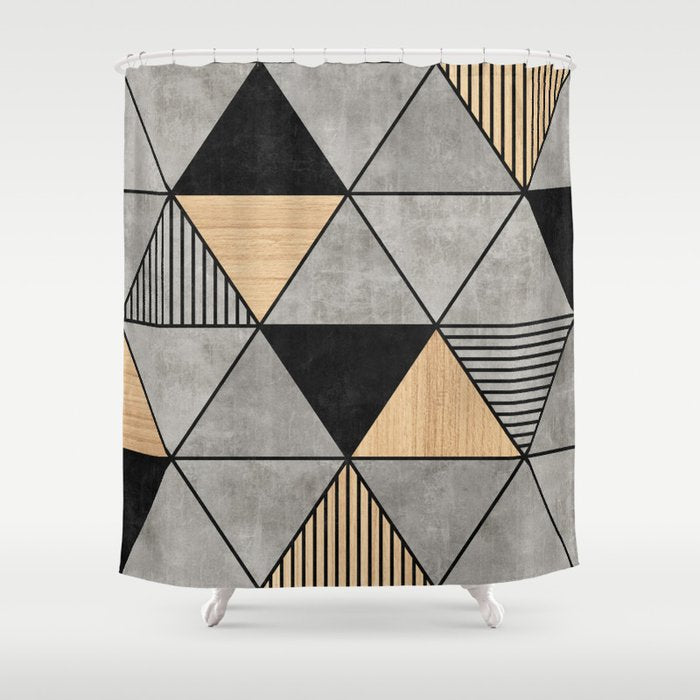 Concrete And Wood Triangles 2 Shower Curtain