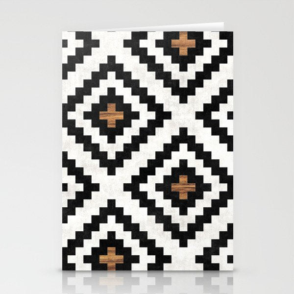 Urban Tribal Pattern No.16 - Aztec - Concrete And Wood Stationery Card