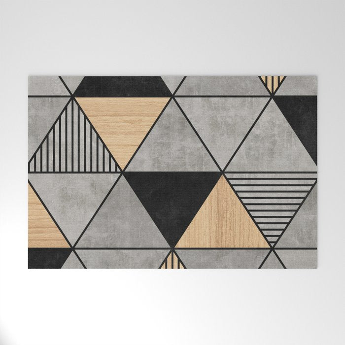 Concrete And Wood Triangles 2 Welcome Mat