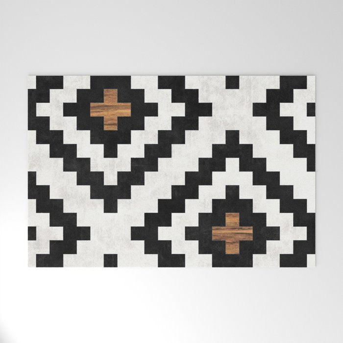 Urban Tribal Pattern No.16 - Aztec - Concrete And Wood Welcome Mat