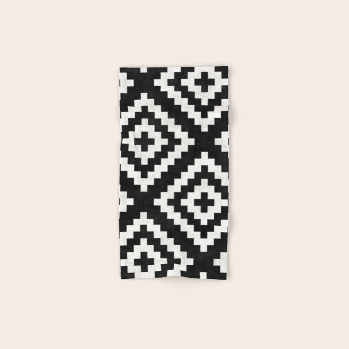 Urban Tribal Pattern No.17 - Aztec - Black And White Concrete Bath Towel