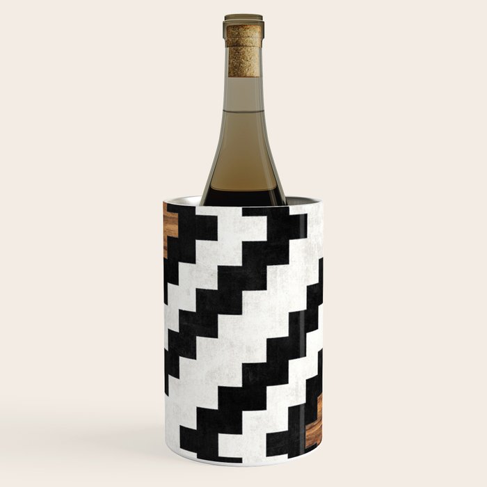 Urban Tribal Pattern No.16 - Aztec - Concrete And Wood Wine Chiller