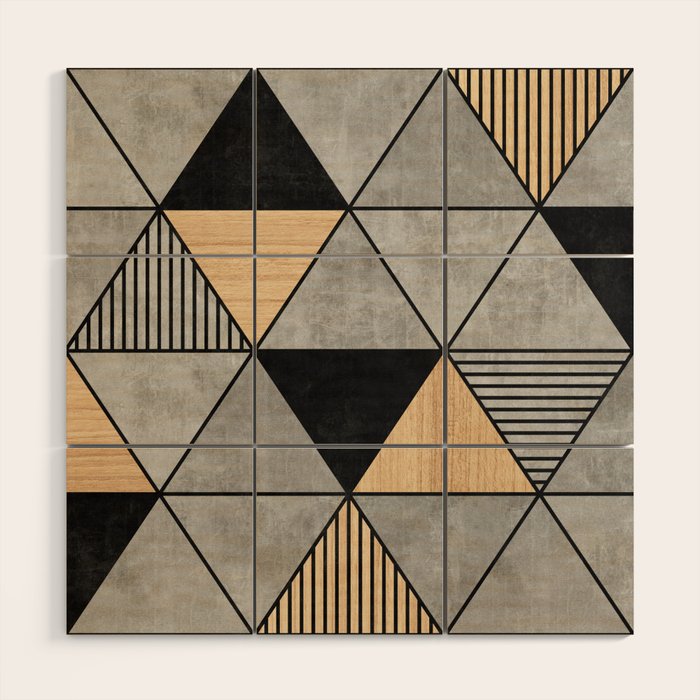 Concrete And Wood Triangles 2 Wood Wall Art