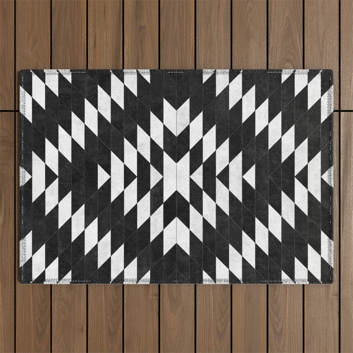 Urban Tribal Pattern No.14 - Aztec - Black Concrete Outdoor Rug