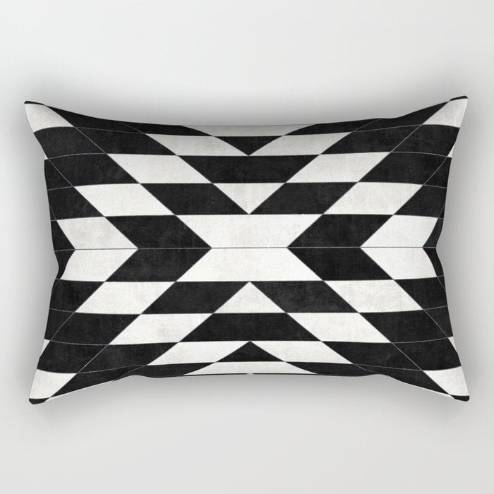Urban Tribal Pattern No.14 - Aztec - Black Concrete Rectangular Pillow