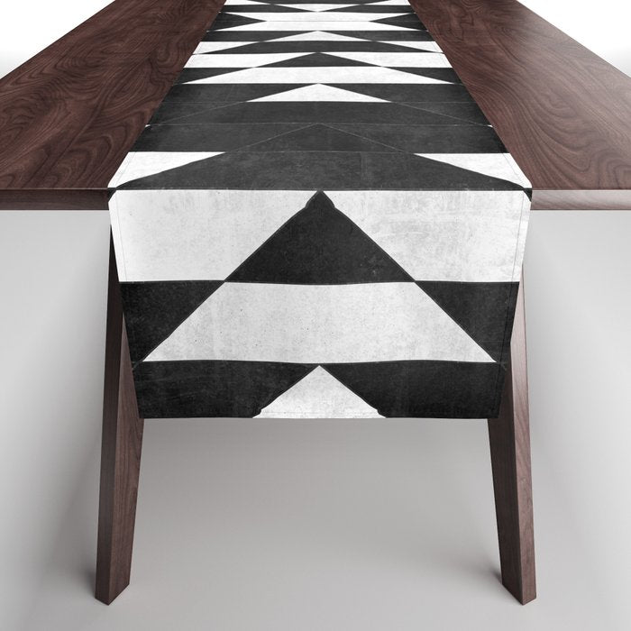 Urban Tribal Pattern No.14 - Aztec - Black Concrete Table Runner