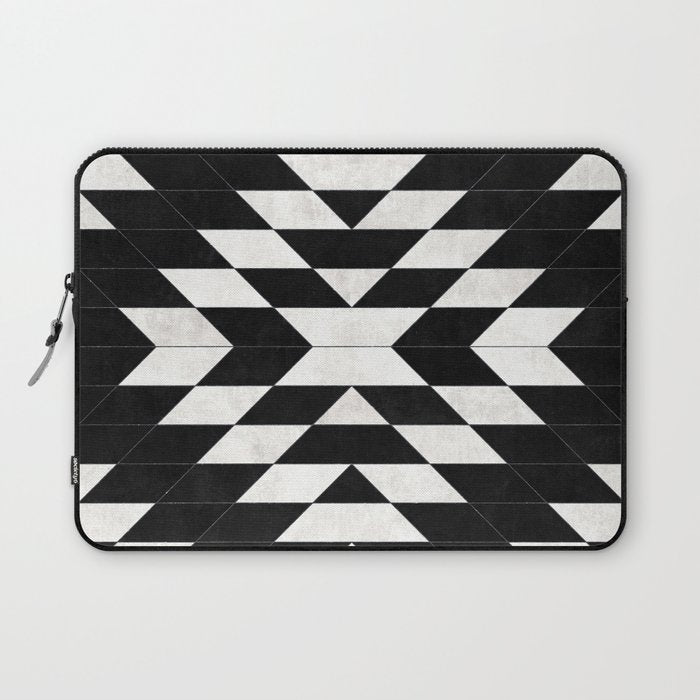 Urban Tribal Pattern No.14 - Aztec - Black Concrete Laptop Sleeve