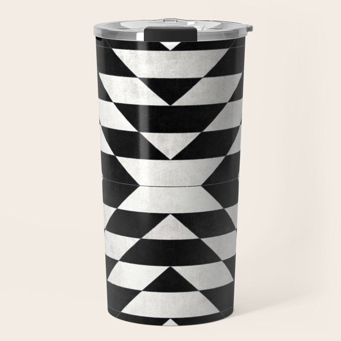 Urban Tribal Pattern No.14 - Aztec - Black Concrete Travel Mug