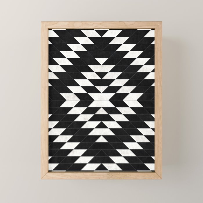Urban Tribal Pattern No.14 - Aztec - Black Concrete Mini Art Print