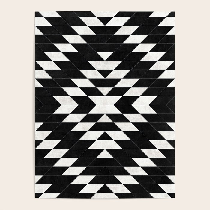 Urban Tribal Pattern No.14 - Aztec - Black Concrete Poster