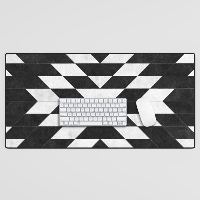 Urban Tribal Pattern No.14 - Aztec - Black Concrete Desk Mat
