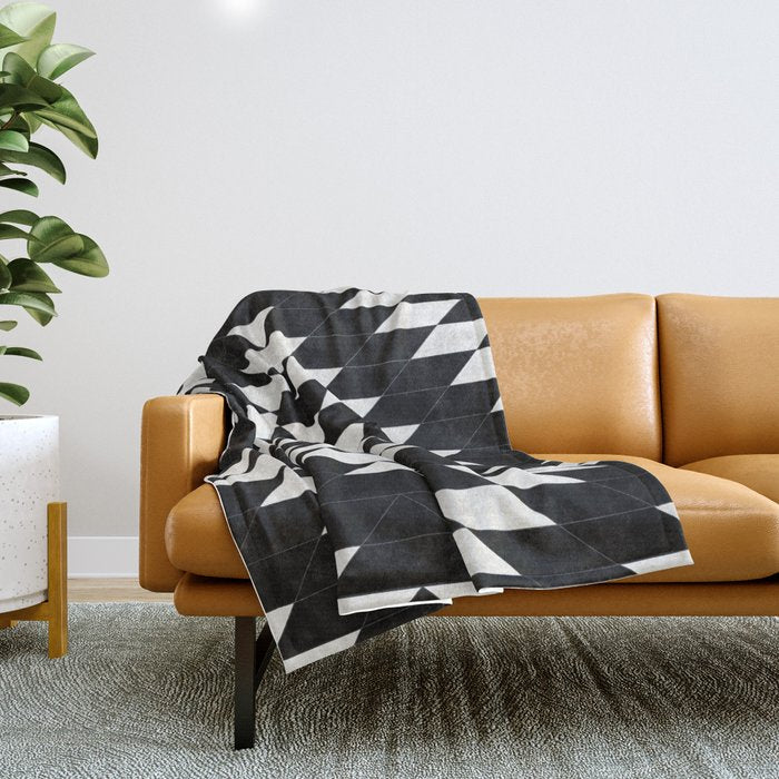 Urban Tribal Pattern No.14 - Aztec - Black Concrete Throw Blanket