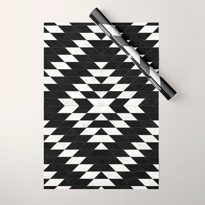 Urban Tribal Pattern No.14 - Aztec - Black Concrete Wrapping Paper