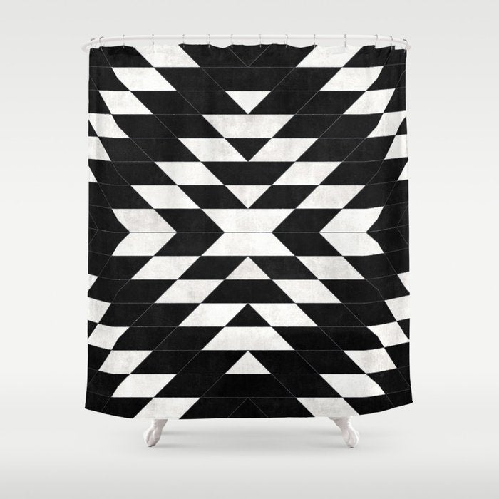 Urban Tribal Pattern No.14 - Aztec - Black Concrete Shower Curtain
