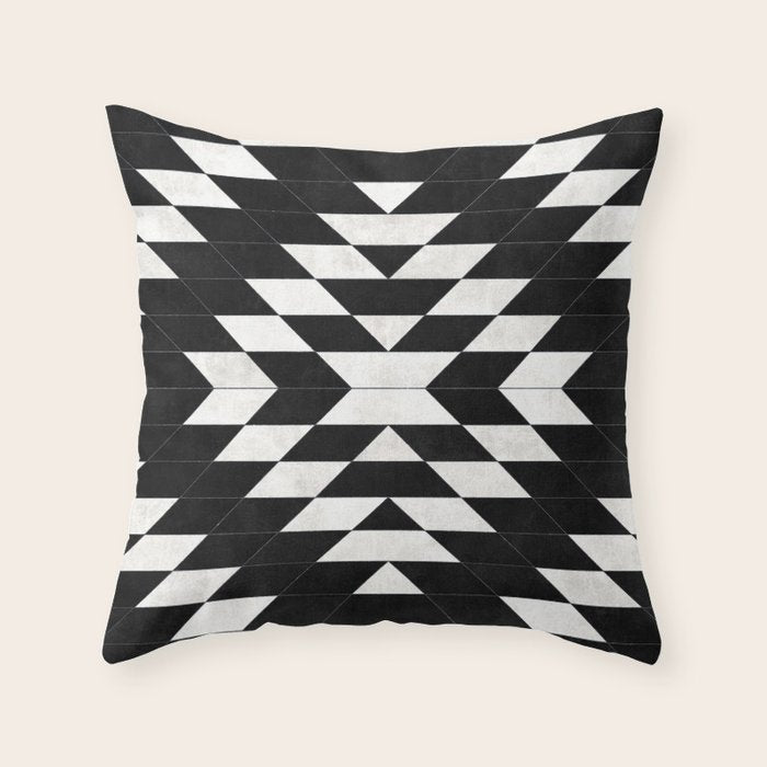 Urban Tribal Pattern No.14 - Aztec - Black Concrete Throw Pillow