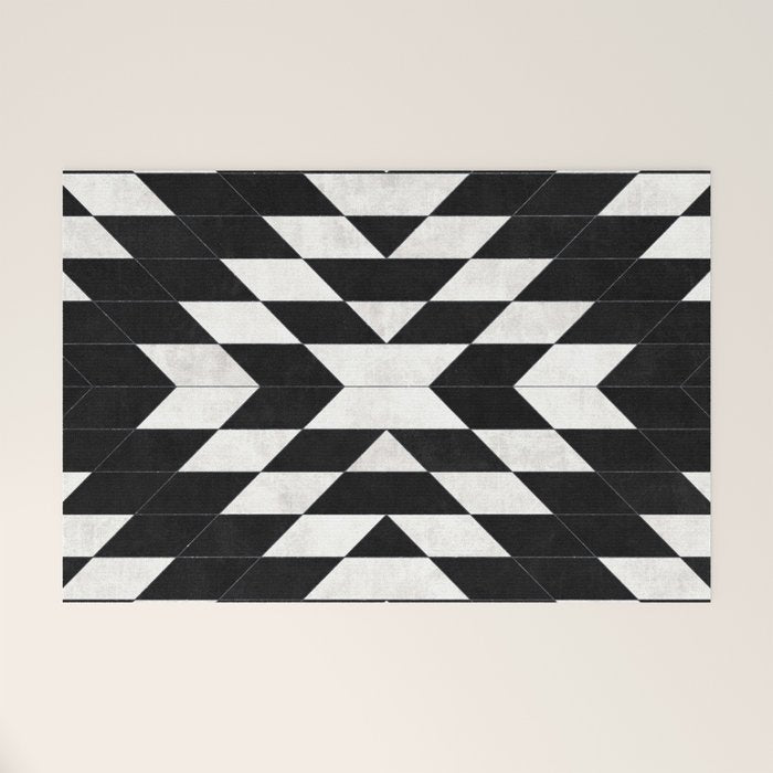 Urban Tribal Pattern No.14 - Aztec - Black Concrete Welcome Mat