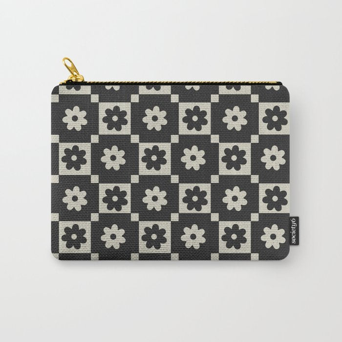Checkered Daisy - Black Ink Carry All Pouch