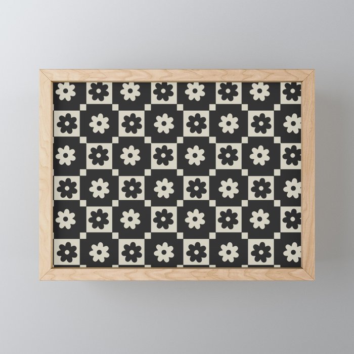 Checkered Daisy - Black Ink Mini Art Print