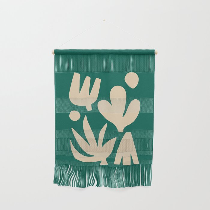 Bottle Green Collage: Paper Cutouts Matisse Edition Wall Hanging
