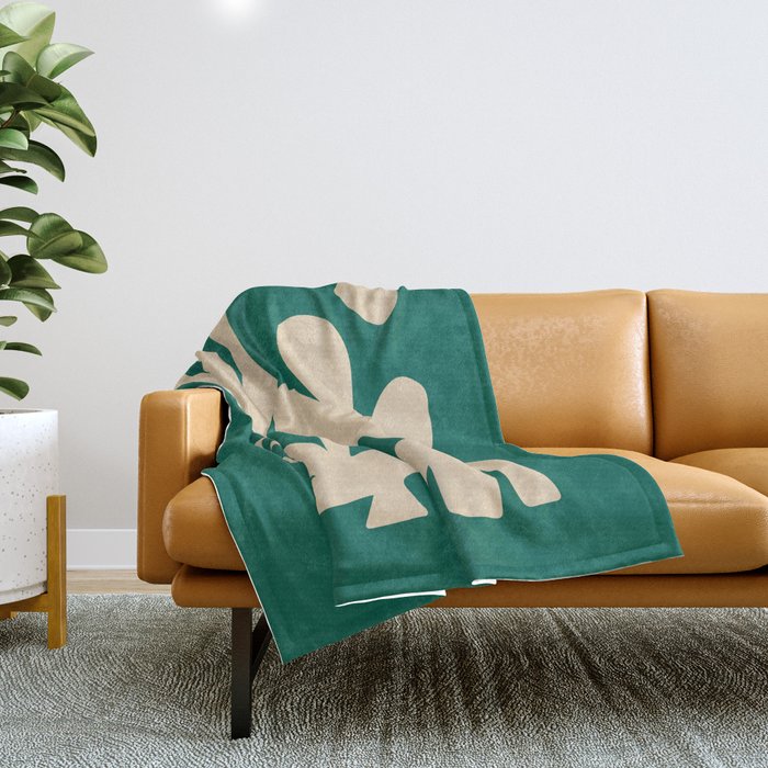 Bottle Green Collage: Paper Cutouts Matisse Edition Throw Blanket
