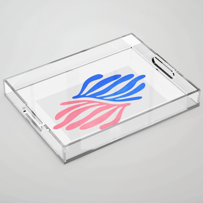 Blue & Pink Leaves: Matisse Series 01 Acrylic Tray