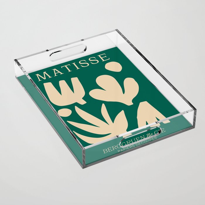 Bottle Green Collage: Paper Cutouts Matisse Edition Acrylic Tray