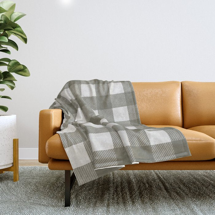 Gingham Cloth / Olive Checks Throw Blanket