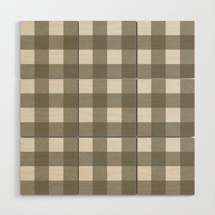 Gingham Cloth / Olive Checks Wood Wall Art