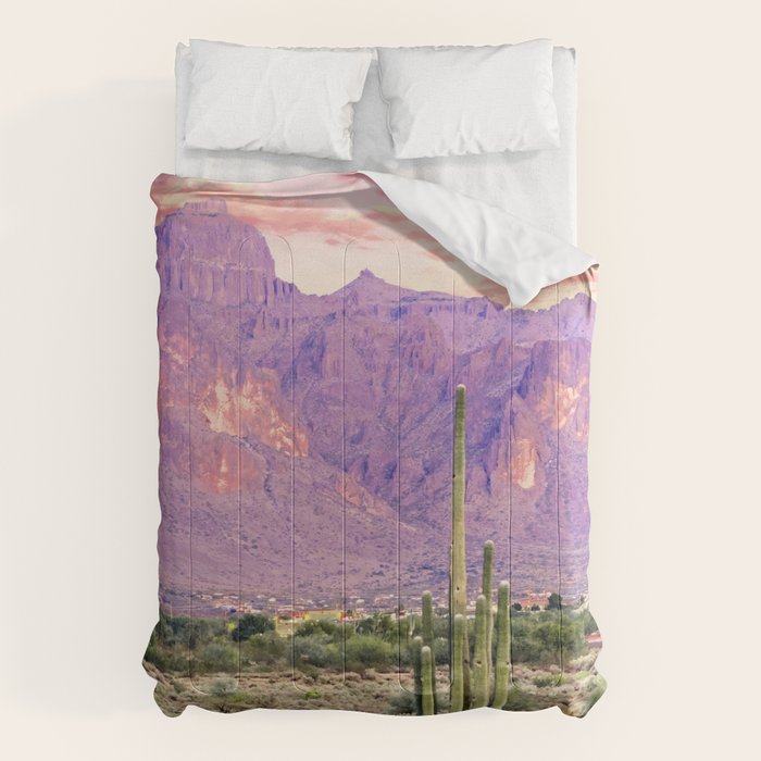 Cactus Sunset #Digitalart #Nature Comforter